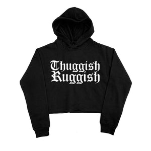 Thuggish Ruggish "Black" Crop Top Hoodie