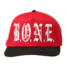Load image into Gallery viewer, Harmony Box Vol.2 &quot;B.O.N.E.&quot; Red/Black &quot;BTNHSkull&quot; Patch Snapback